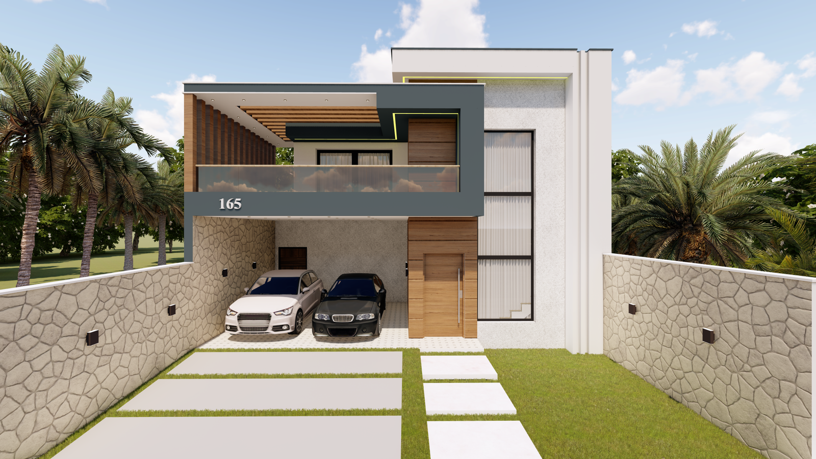 Projeto de sobrado moderno com piscina